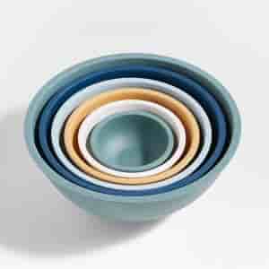 Mega Deals White Rimmed Mixing and Serving Bowls Set of 6