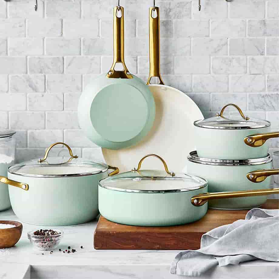 Mega Deals Home 7-Piece Silt Green Non-Stick Ceramic Cookware