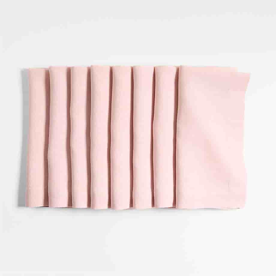 Marin Spring Pink Natural Knitted Linen Napkins Set of 8