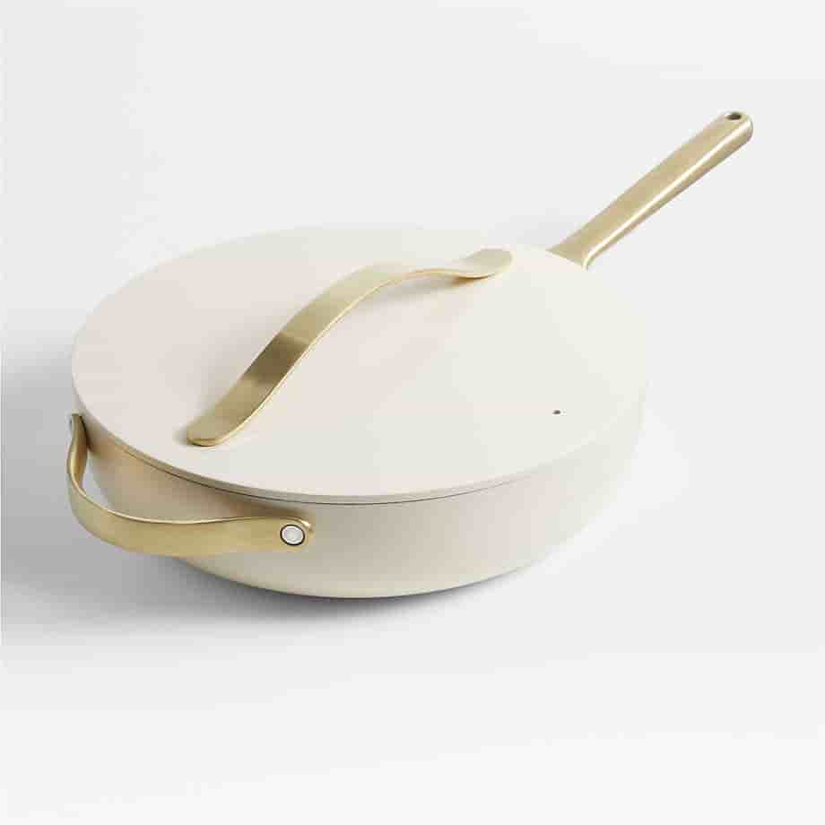 Mega Deals Home Cream Super Non-Stick Ceramic Saute Pan